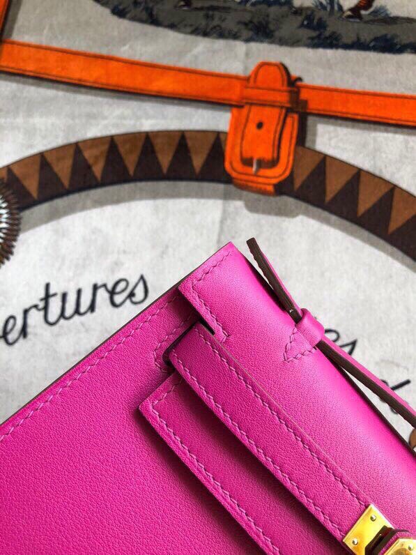 에르메스 미니 켈리백22 로즈퍼플 금장 스위프트